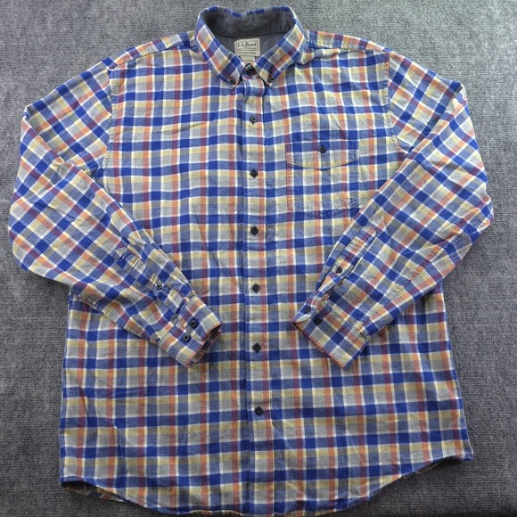 L.L. Bean Other - LL Bean Flannel Shirt Large Blue Yellow Plaid Long Sleeve Button Down